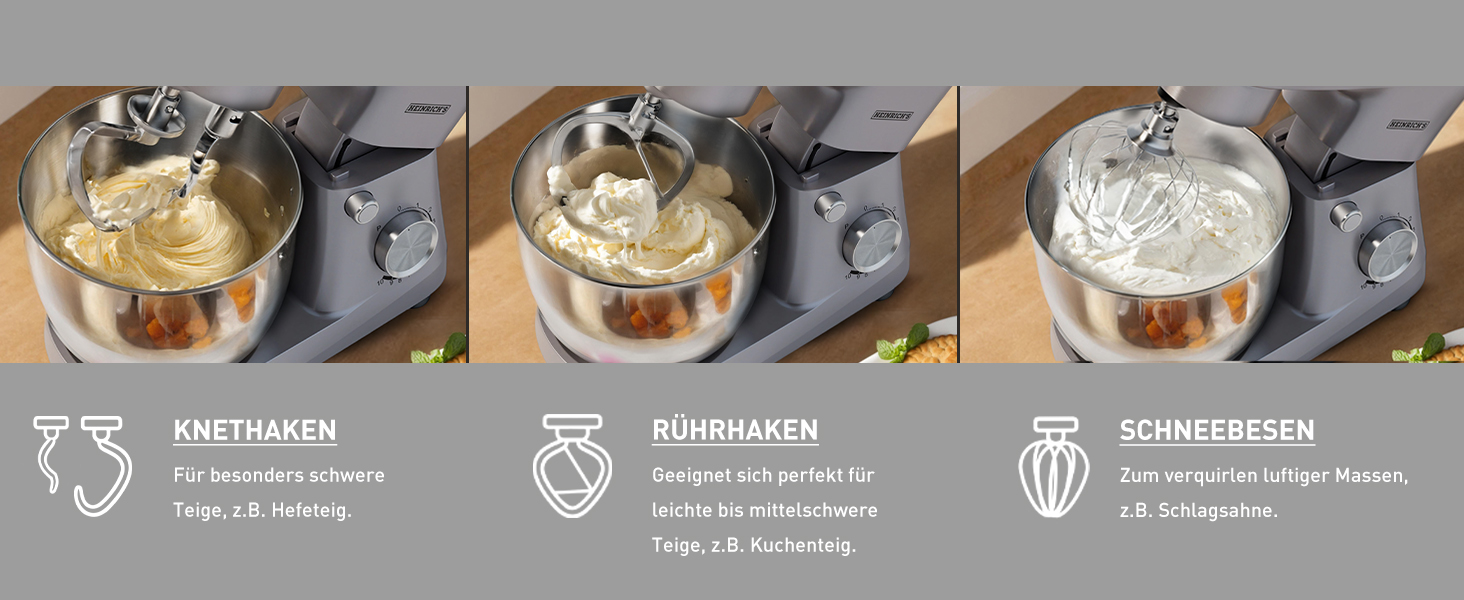 Кухонна машина Heinrich's 1500W з місткою чашею 6L (нержавіюча сталь)