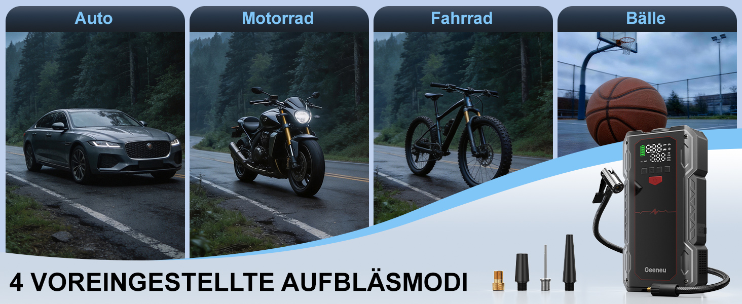 Бустер для авто Starthilfe Powerbank 6000A: пусковий пристрій з компресором 150PSI, 12V для бензинових (до 9л) та дизельних (до 7.5л) двигунів, чорний