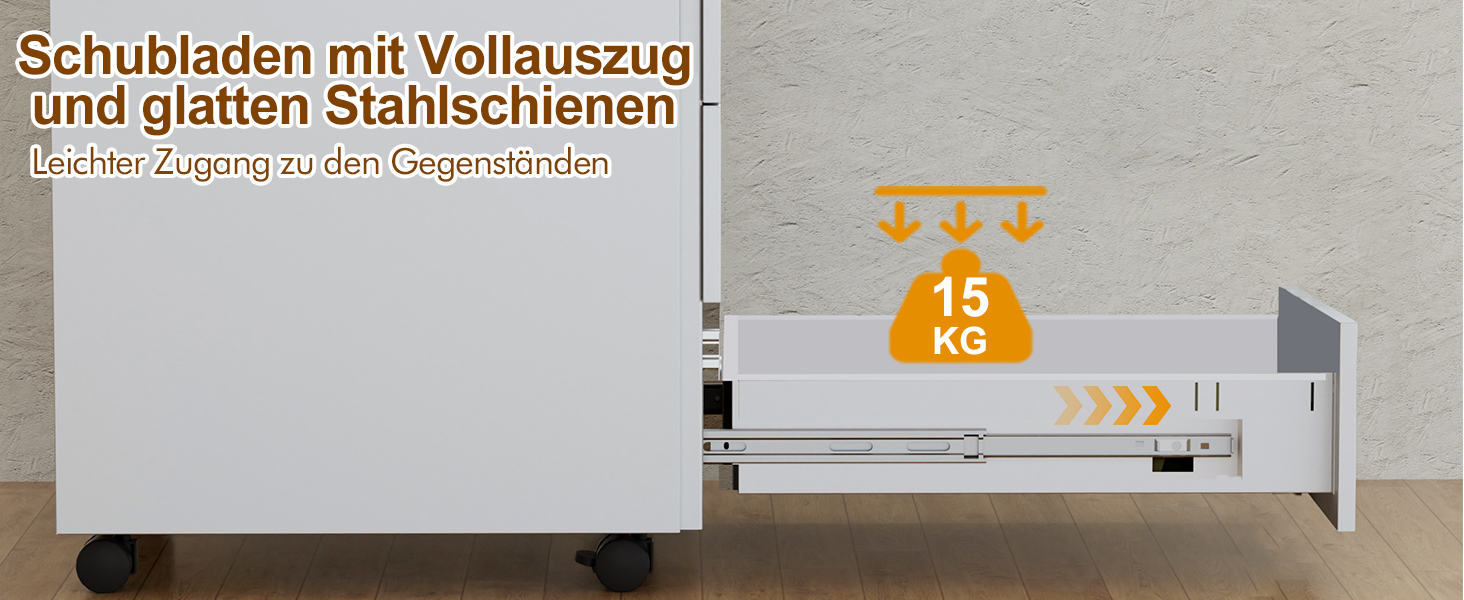 Роликовий контейнер HOMSTEEL з замком, 4 ключі, 4 шухляди, металевий шафа, готовий до збирання, для офісу, домашнього офісу, білий (44T x 37B x 69.5H cm)