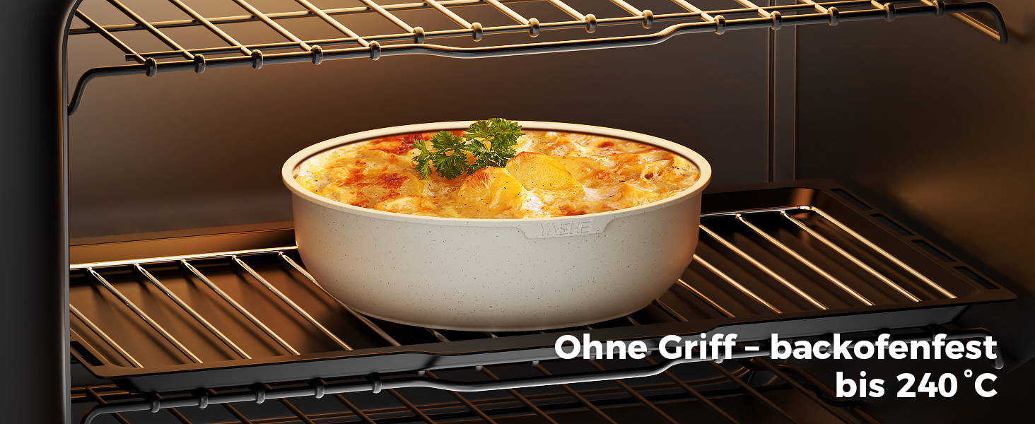 Набір посуду YASHE 20 предметів: каструлі та сковорідки з знімними ручками, антипригарне покриття, індукційний, до 230°C, для миття в посудомийній машині, сірий та білий