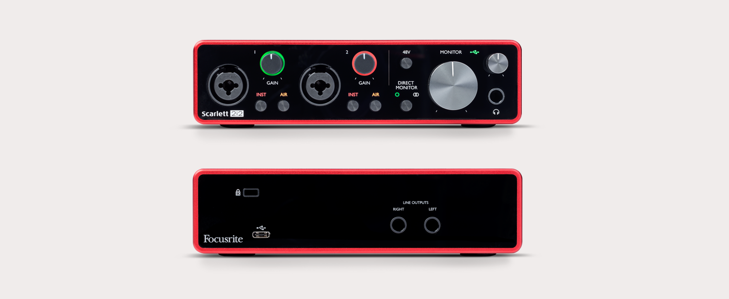 Аудіоінтерфейс Focusrite Scarlett 2i2 3-го покоління з USB: комплект для гітаристів, вокалістів та продюсерів. Студійна якість звуку + ПО