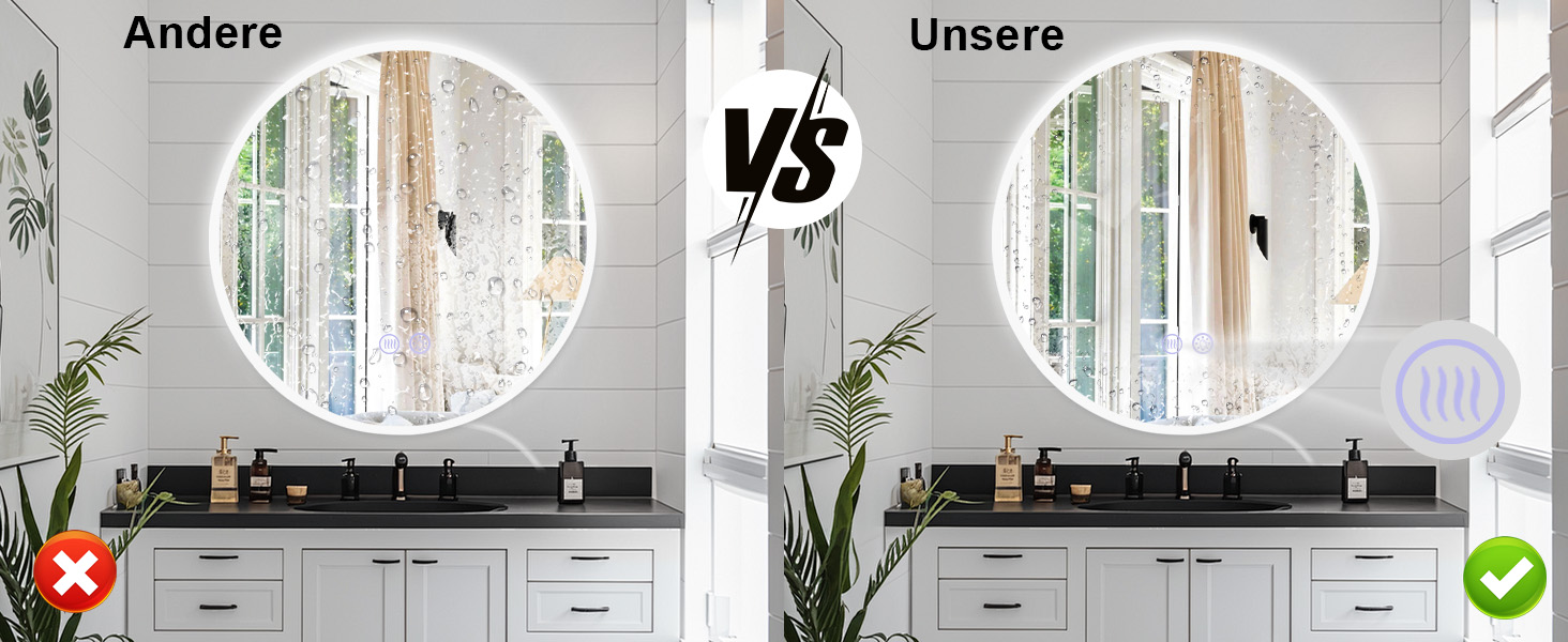 Дзеркало для ванної кімнати кругле LED з підсвічуванням 60 см, IP44. Кругле дзеркало з LED підсвічуванням для ванної кімнати, сенсорне керування, 60x60 см