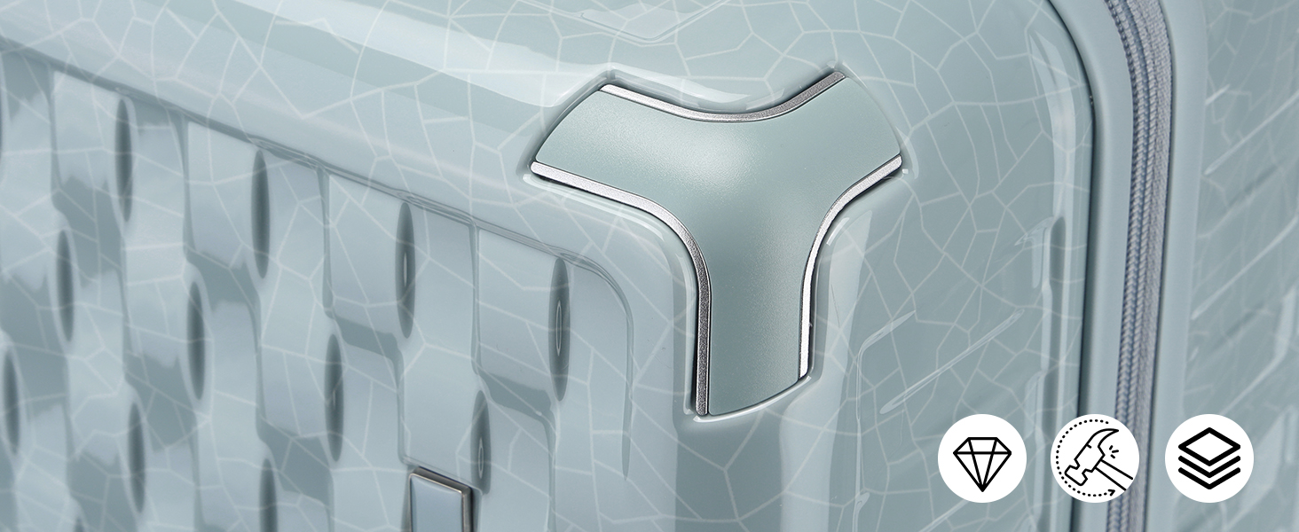 Набір валіз Sea Choice: 3 валізи (55/65/75 см) + косметичка, жорсткий корпус, TSA-замок, колір м'ятно-зелений