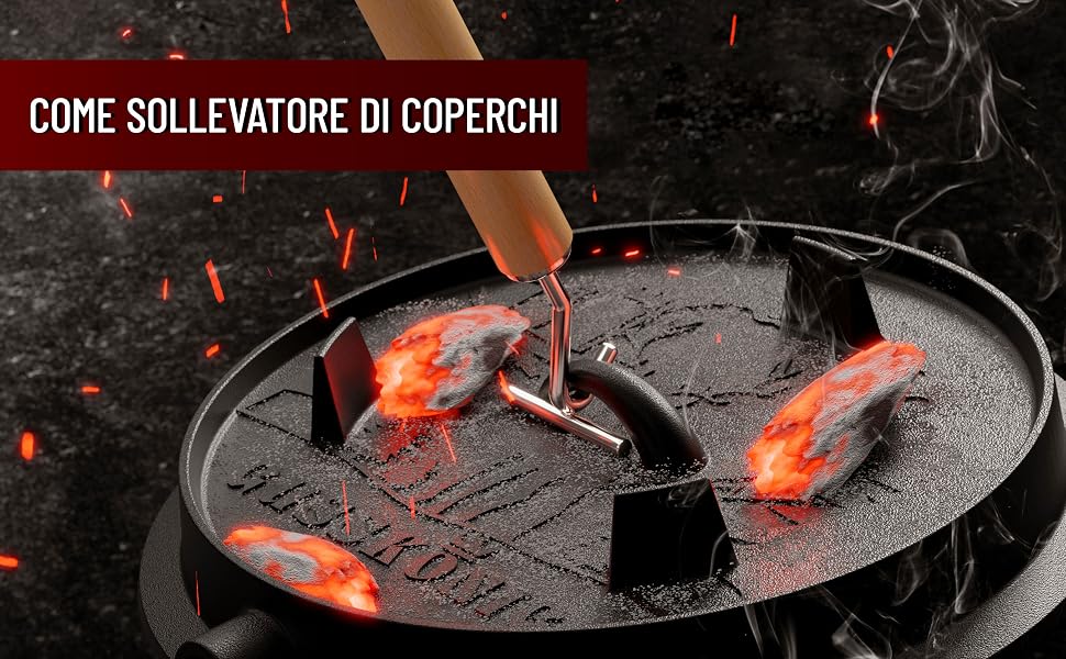 Набір чавунного казана GUSSKÖNIG Dutch Oven 9л для 6-10 осіб, прожарений чавунний горщик для тушкування та запікання з кришкою-сковорідкою, підставкою та аксесуарами, чорний