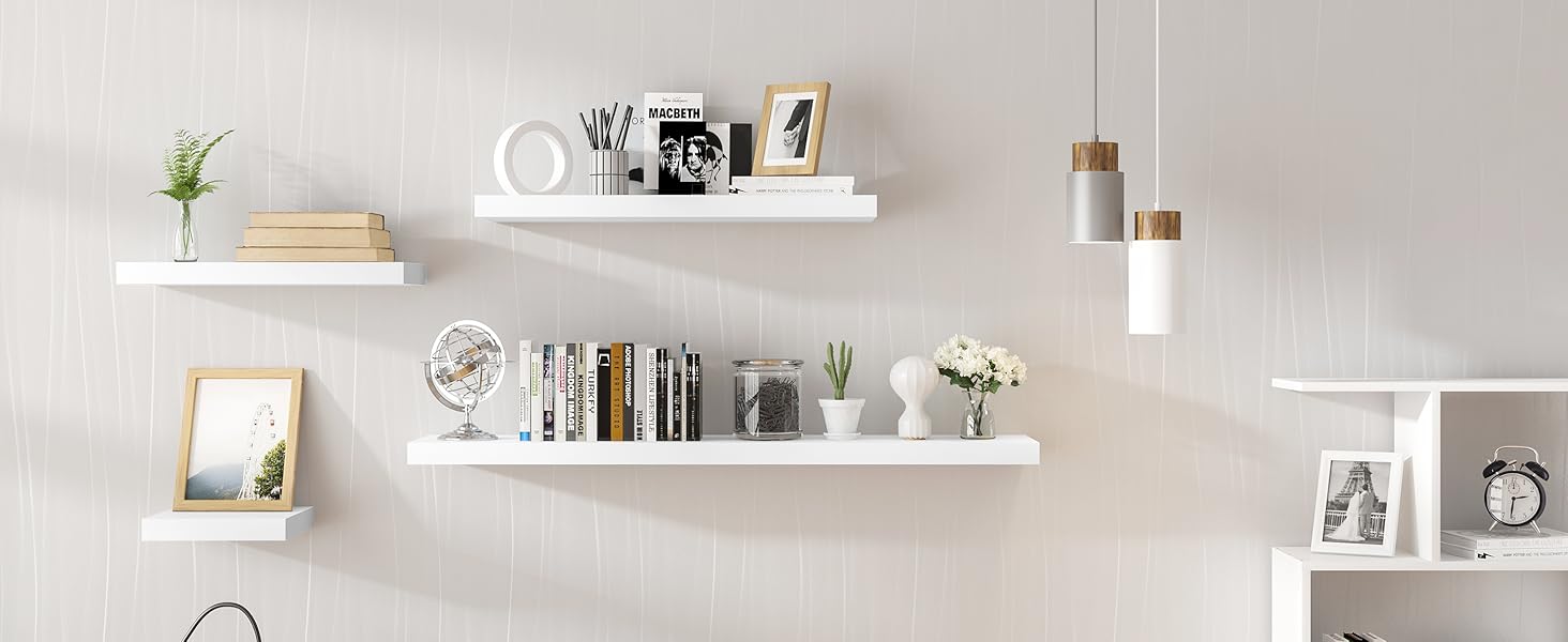 Полиця настінна WOLTU Wandboard для CD, DVD, книг, 120x22.9x3.8 см, чорна - для офісу, вітальні, спальні, кухні RG9315sz