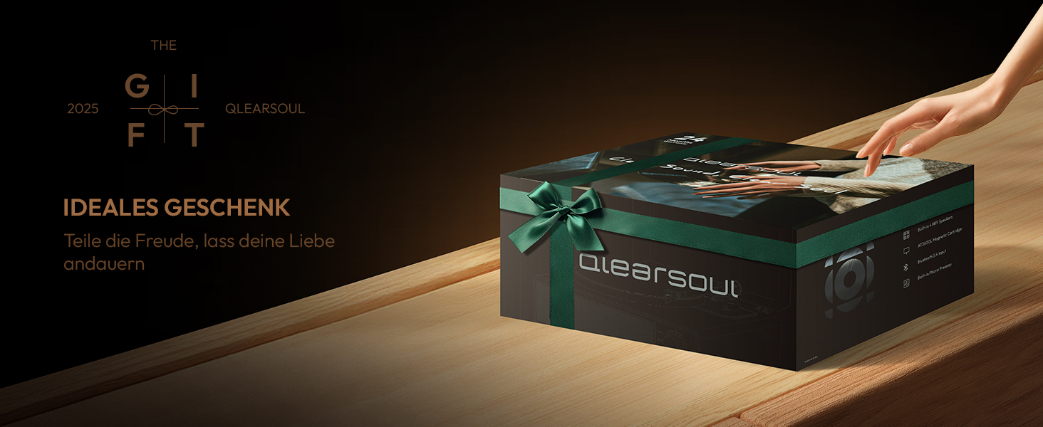 ONE-Q Hi-Fi вініловий програвач з Bluetooth 5.4, вбудованими динаміками, фонокоректором, магнітною голкою AT-3600L, 33/45 об/хв, два режими швидкості