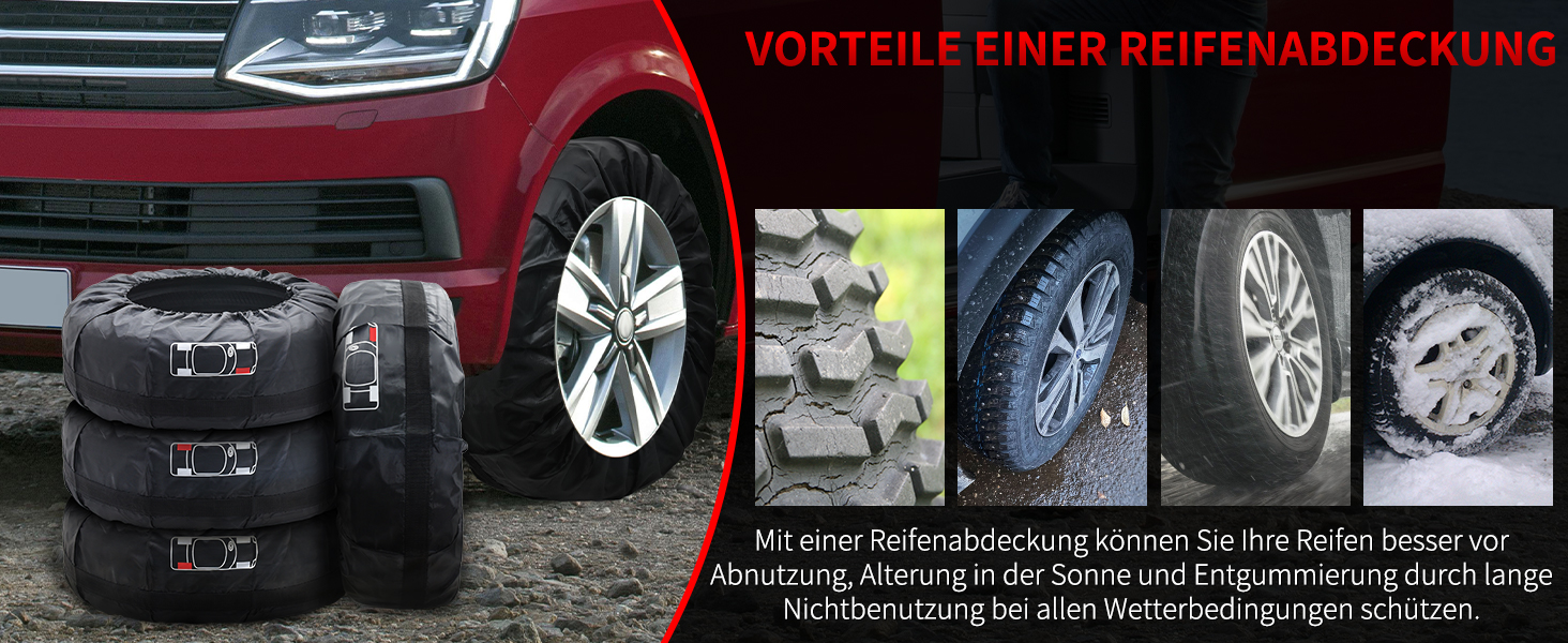 Набір чохлів для шин Geloo 18-22 дюйми (4 шт.) - Водонепроникні, пилонепроникні, чорні