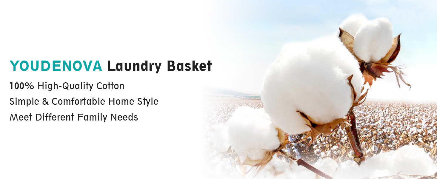 Кошик для білизни YOUDENOVA плетені, 58L, ручний виготовлення, бавовна, білий та коричневий