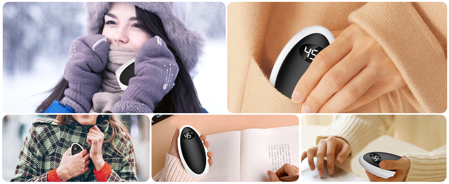 Грілка для рук Powerbank 5200mAh, USB, електрична, для активного відпочинку, зимовий подарунок для дітей, жінок та чоловіків (Чорний)