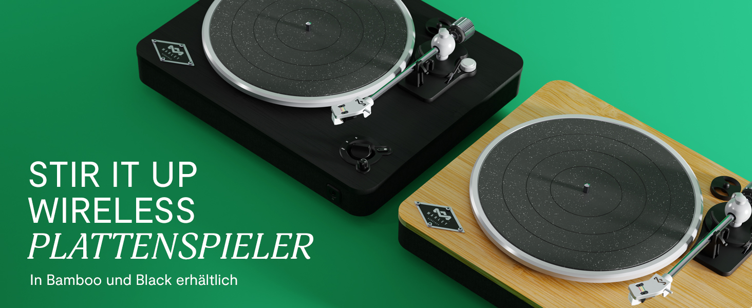 Вініловий програвач House of Marley Stir It Up Wireless Bluetooth, екологічний, 33/45 об/хв, з передпідсилювачем, головкою Audio-Technica, корпус з бамбука
