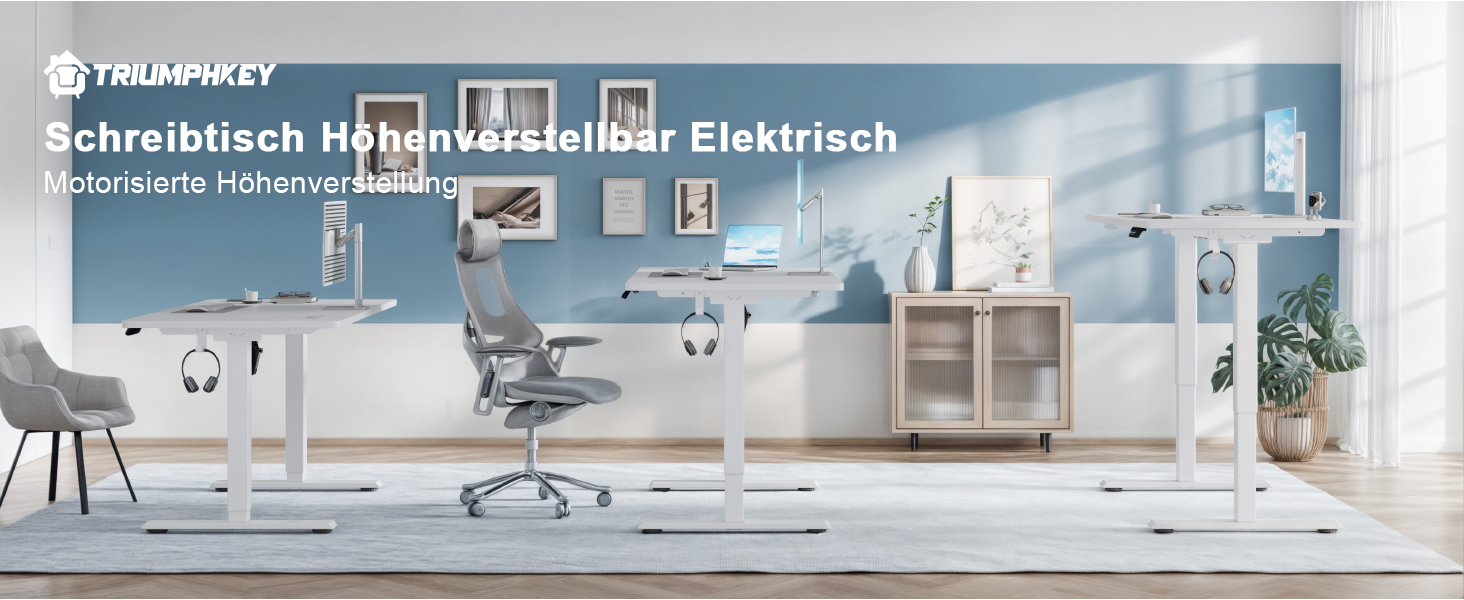 Регульований стіл 110x60 см, електричний, ергономічний, для дому та офісу, білий