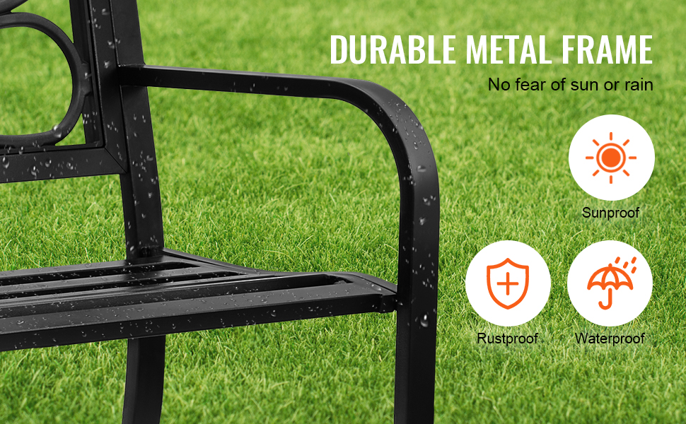 Металева лавка для саду та тераси VEVOR, 1163 мм, міцна лавка на 3 особи з підлокітниками та спинкою, вінтажний дизайн, 218 кг, 52,7 x 127 x 81,8 см