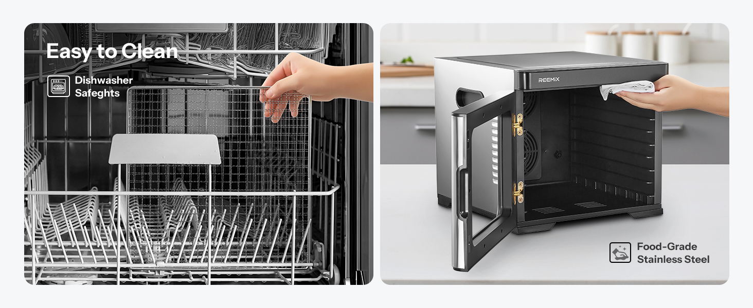 Професійний дегідратор для продуктів харчування з нержавіючої сталі, 1000W, 9 решіток, LCD-дисплей, 35-75°C, таймер 30 хв - 48 год