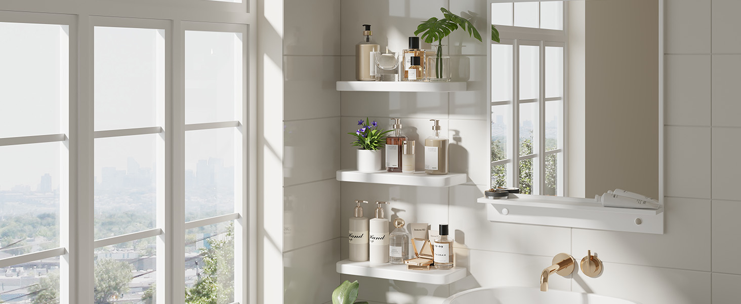 Набір полиць на стіну Wandregal з дерева (3 шт) білі, плаваючі полиці з прихованим кріпленням для вітальні, спальні, кухні, для книг та декору