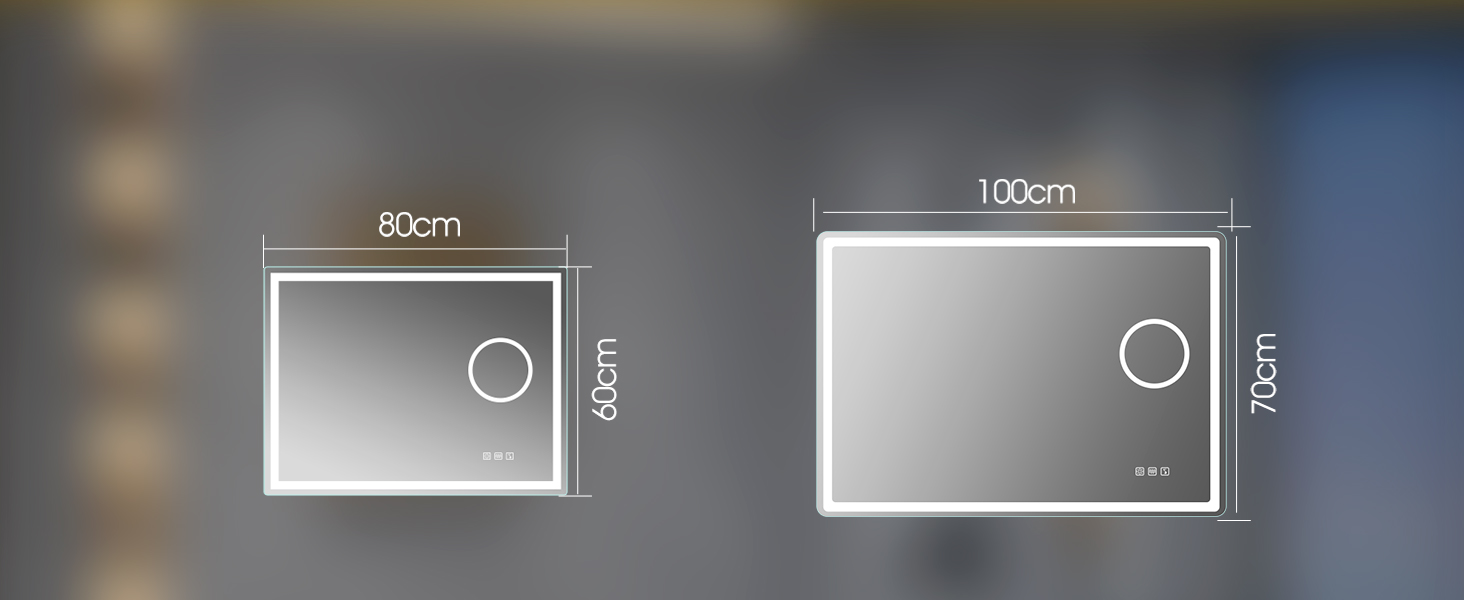 Дзеркало для ванної кімнати S'bagno Bluetooth з підсвічуванням 100x70 см, LED, антизапар, диммер, Bluetooth, HD скло, IP44, горизонтальне/вертикальне