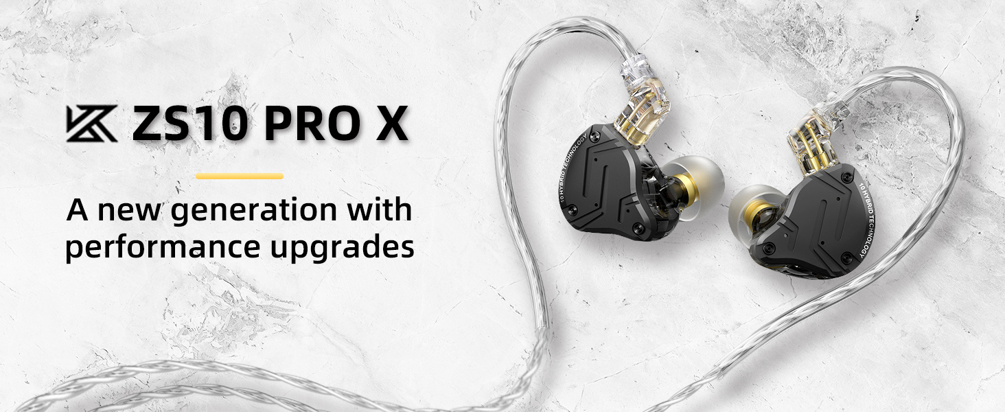 Внутрішньоканальний монітор KZ ZS10 PRO X, 1DD 4BA, HiFi, знімний кабель, чорний, без мікрофона