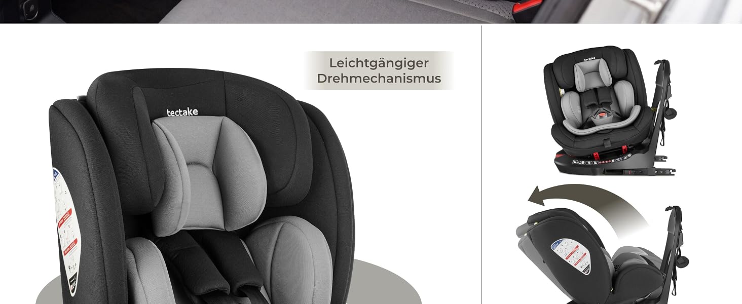 Дитяче автокрісло tectake® поворотне на 360°, i-Size, кріплення ISOFIX, до 150 см
