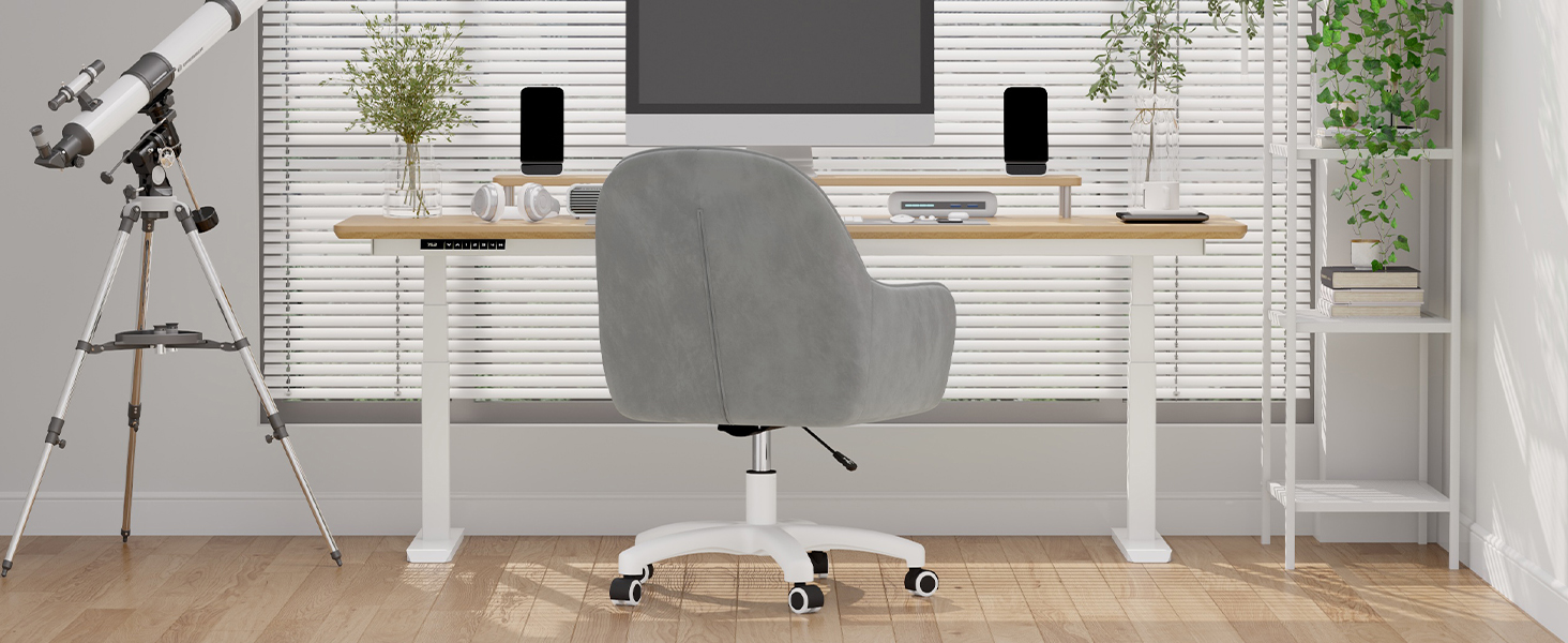 Крісло Aivermeil для офісу та дому: м'яке, з підголовником, обертове, регульоване по висоті, ергономічне, до 120 кг (сірий)