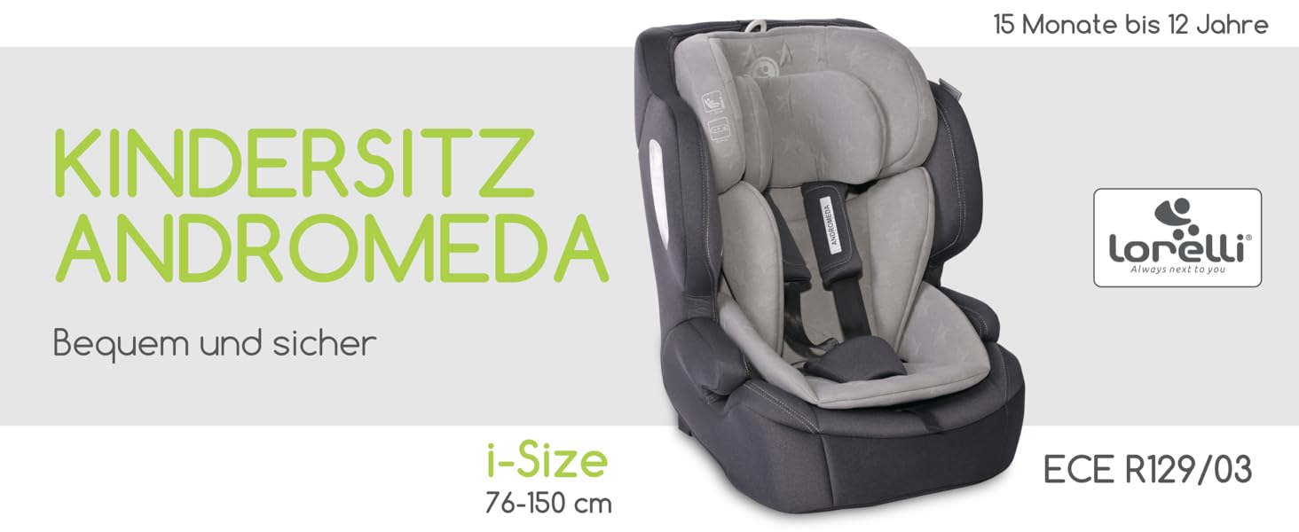 Дитяче автокрісло Lorelli Andromeda i-Size (76-105 см) Isofix, Top Tether, регульоване, Колір (сірий)