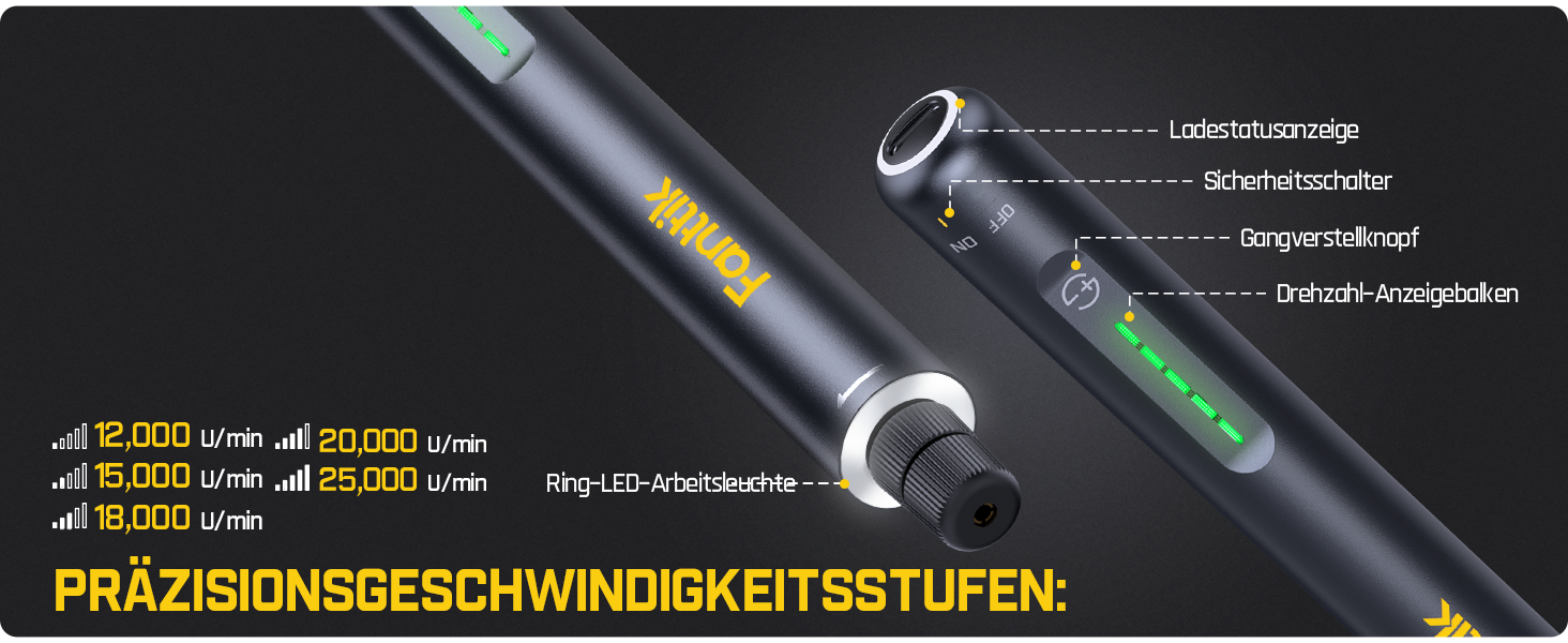 Fanttik F2 Master Mini Мультитул Акумуляторний: Полірування, 3D-друк, Свердління, Гравіювання - 35 насадок, 5 швидкостей, NeoPulse мотор