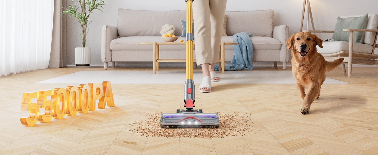 Акумуляторний пилосос V16 600W 55Kpa 80хв з LED-дисплеєм для килимів, шерсті тварин та твердих підлог