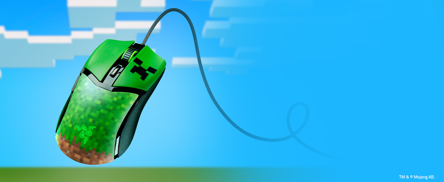 Ігрова миша Razer Cobra Minecraft: легка дротова миша з RGB-підсвіткою Chroma, оптичними перемикачами 3-го покоління, вага 57 г, чорна