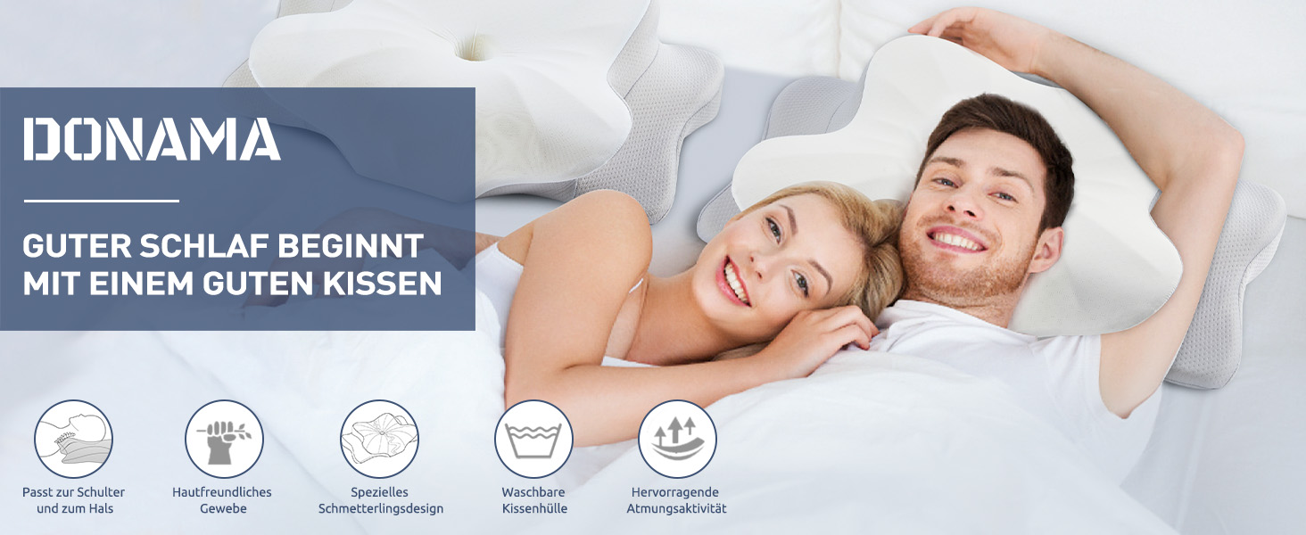 Подушка з піною з пам'яті DONAMA: ергономічна подушка для шиї, для сну на боці, спині та животі