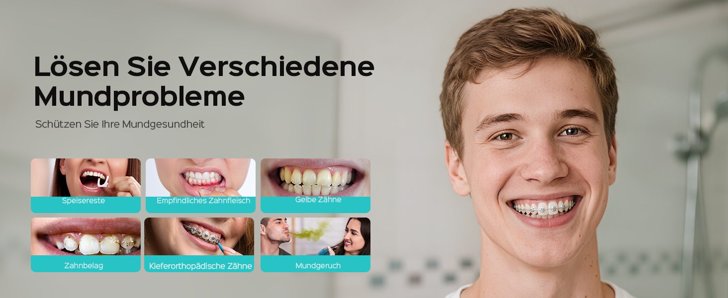 COSLUS Електрична душова лійка: 20 бар, IPX7, водонепроникна, 4 режими для догляду за порожниною рота, 5 інтенсивностей, чорна