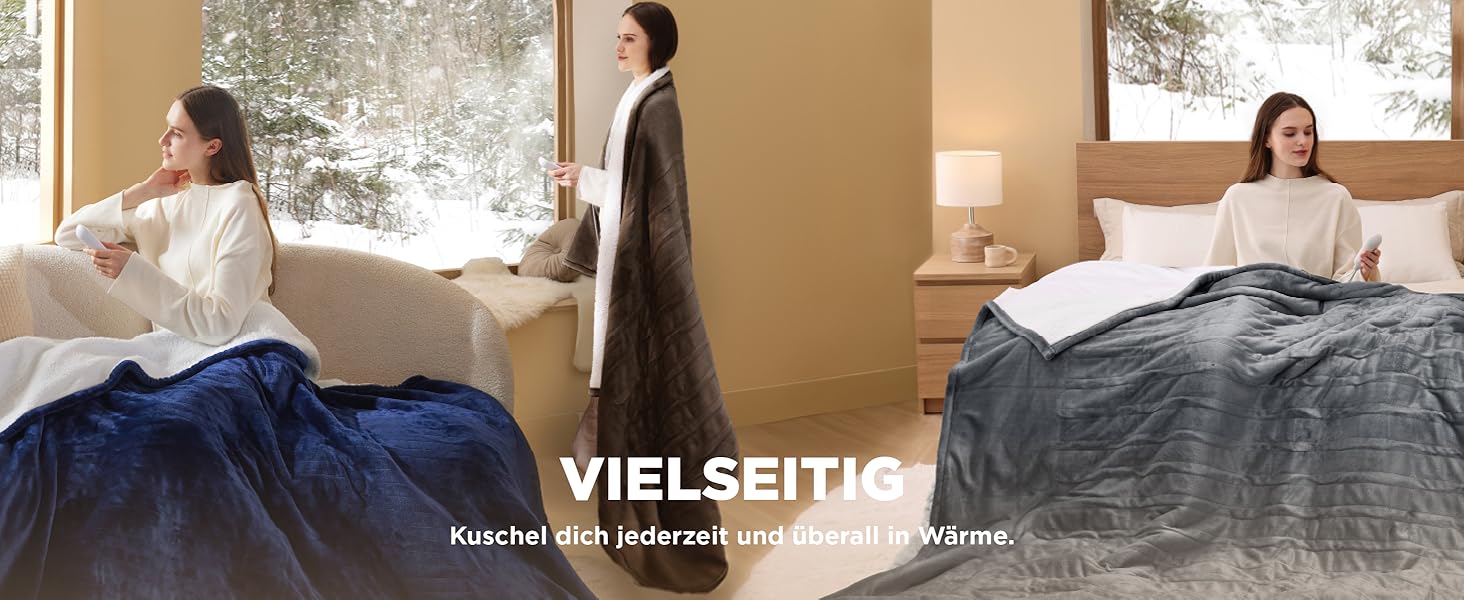 Електрична ковдра BEDSURE з автовимкненням, 130x180 см, сіра - тепла подарунок для мами на Різдво