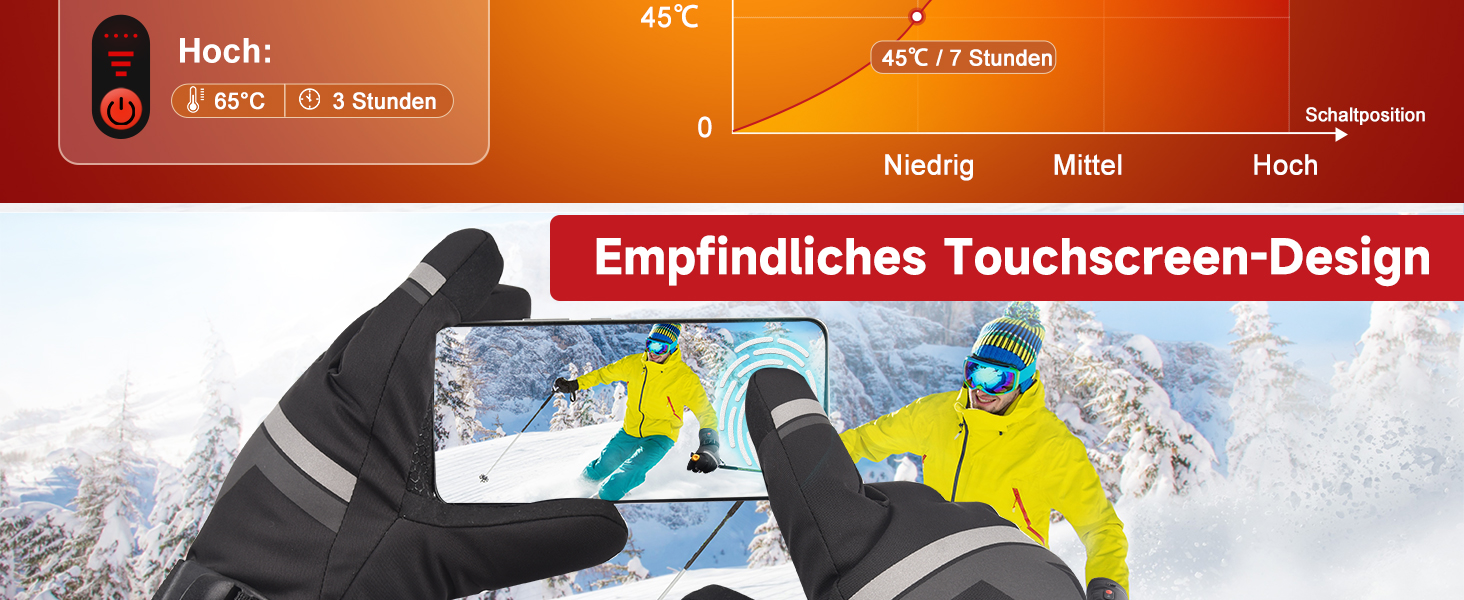 Гріючі рукавички Netraty для катання на лижах, велосипеді, мотоциклі. 7.4V, 6400mAh, 3 режими нагріву, зимові рукавички (M)