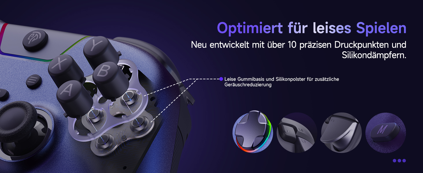 Бездротовий геймпад EasySMX X05PRO для PC, Switch, Android, iOS: тихі кнопки, Hall джойстики, програмовані кнопки, 1000mAh, фіолетовий