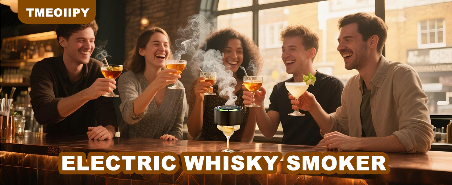 Електричний набір для димлення віскі - Saturn, з 6 дерев'яними чіпсами та каменями, форма кулі, акумулятор, для бурбону, коктейлів, подарунок для чоловіка