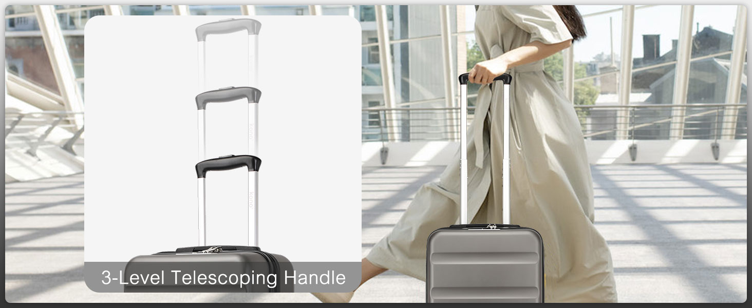 Валіза-тележка KONO, ручна поклажа, сіра (55x35x22 см) з TSA-замком та подвійними колесами