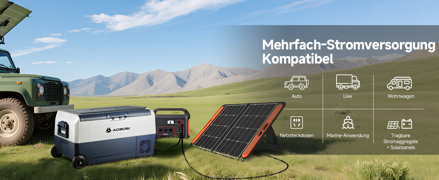 Автомобільний компресорний холодильник AAOBOSI 50л з Wi-Fi, 12/24V та 220V, -20°C для авто, кемпінгу, подорожей, двозонний, з регулюванням температури