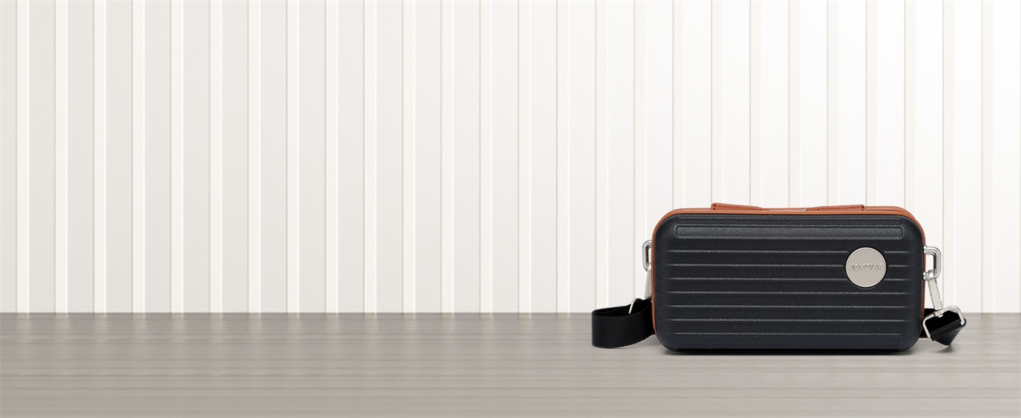 Набір валіз Joyway 5шт з жорстким корпусом, 4 колеса та TSA-замок. В комплекті: косметичка та сумка. Чорний/коричневий колір.