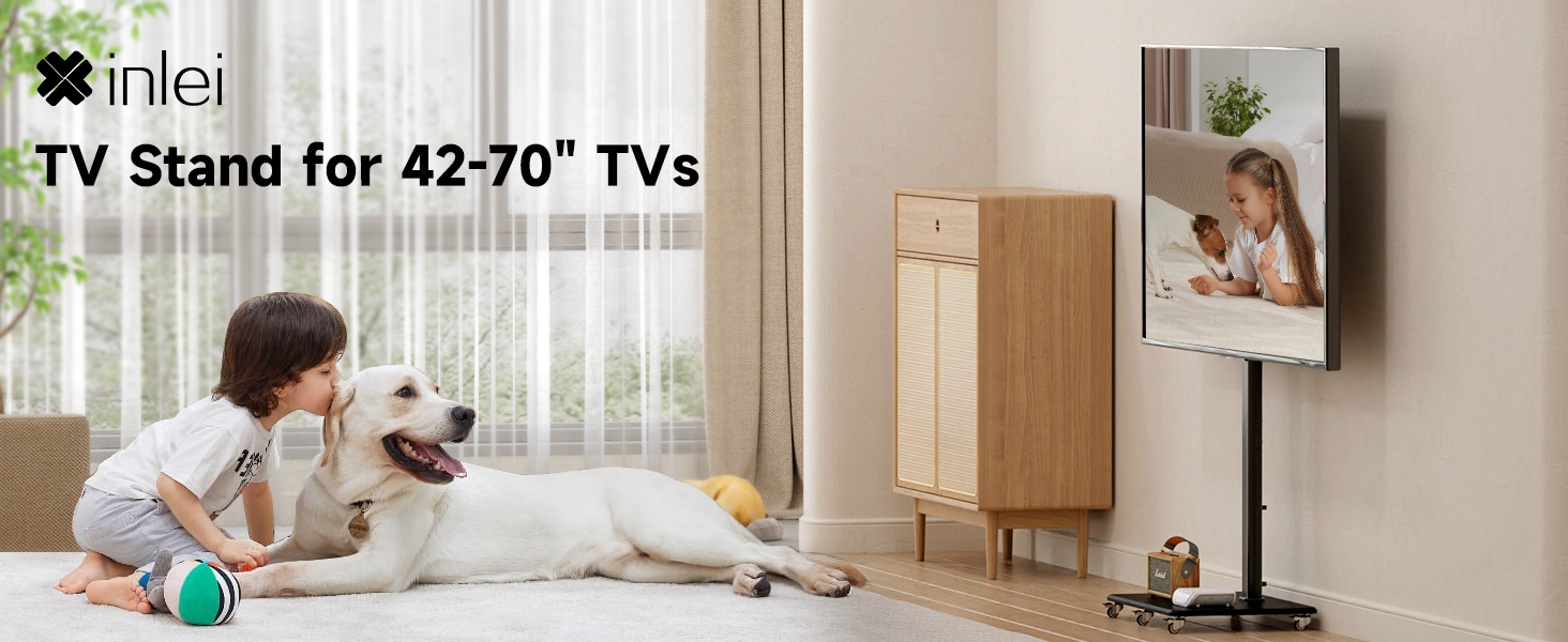 Підставка для телевізора на колесах, регульована по висоті, для екранів 42-70 дюймів, до 40 кг, VESA 600x400 мм