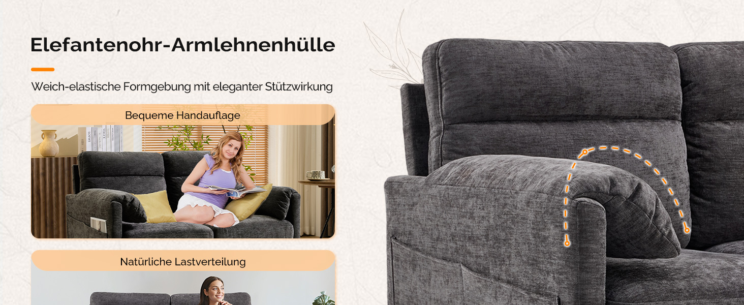 Диван Bonnlo 2-місний, компактний, 125 см, тканинний, сірий. Для офісу, вітальні, спальні, кабінету. Легка збірка, льон.