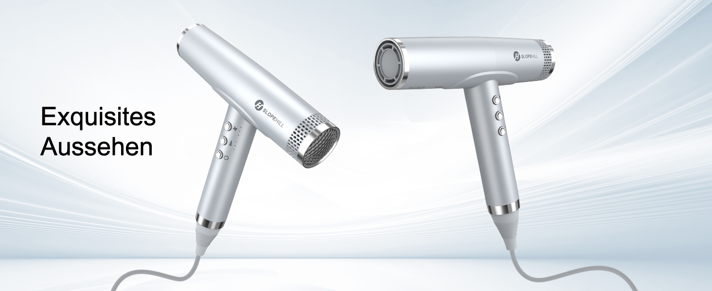Іонний фен для волосся Slopehill з безщітковим двигуном 110 000 об/хв, біокерамічне покриття та магнітним дифузором, світло-сірий