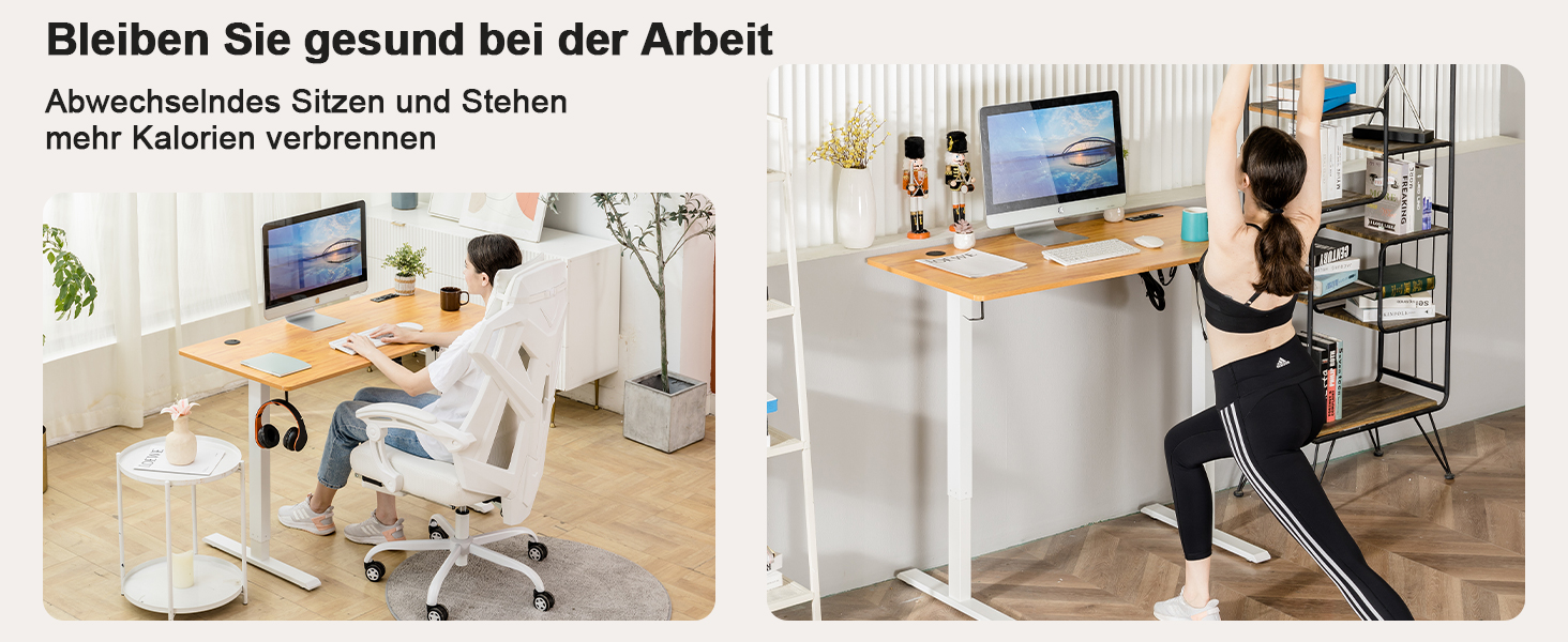 COMHOMA Стол для роботи з регулюванням висоти 160x70 см з USB-роз'ємом та гачками, Електричний стіл для комп'ютера, Стол для стоячи-сидячи, коричневий