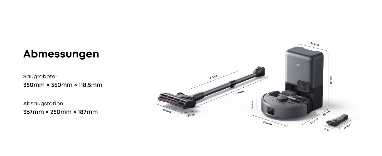 Робот-пилосос eufy HydroJet з функцією миття, 20000Pa, Turbo-сила всмоктування, щітки DuroSpiral, CornerRover для кутів, станція All-in-One, для тварин та дітей (E20)