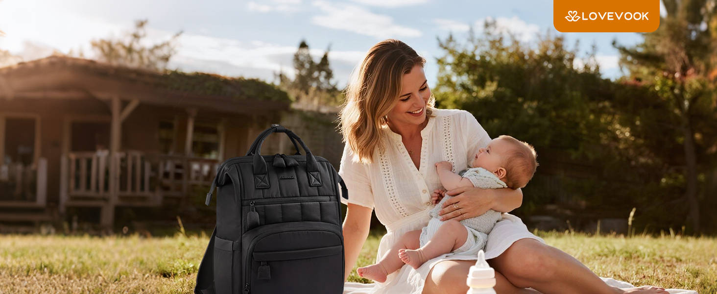 LOVEVOOK Рюкзак-переноска для мами та тата, рюкзак-пеленальник, сумка для підгузків, водонепроникна, з пеленальною підкладкою, з ременями для дитячої коляски, Khaki-beige