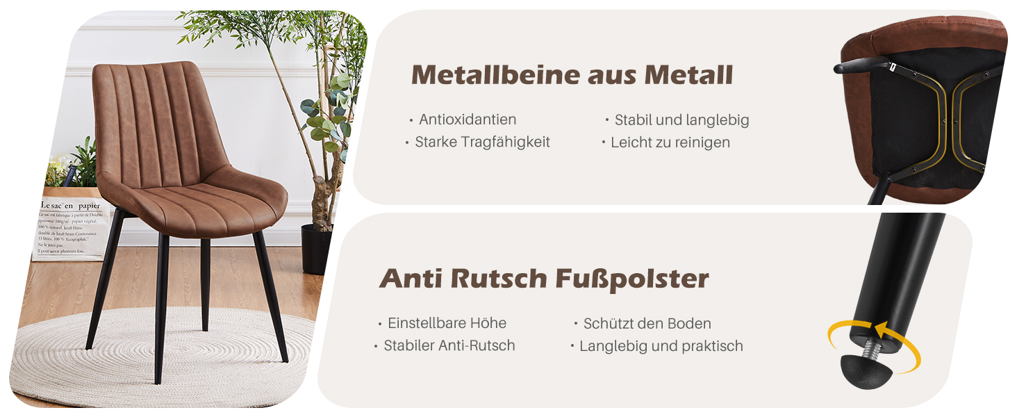 Тумба/стілець TUKAILAI для обідньої кімнати, 2 шт., штучна шкіра, коричневий, до 150 кг, для кухні та вітальні