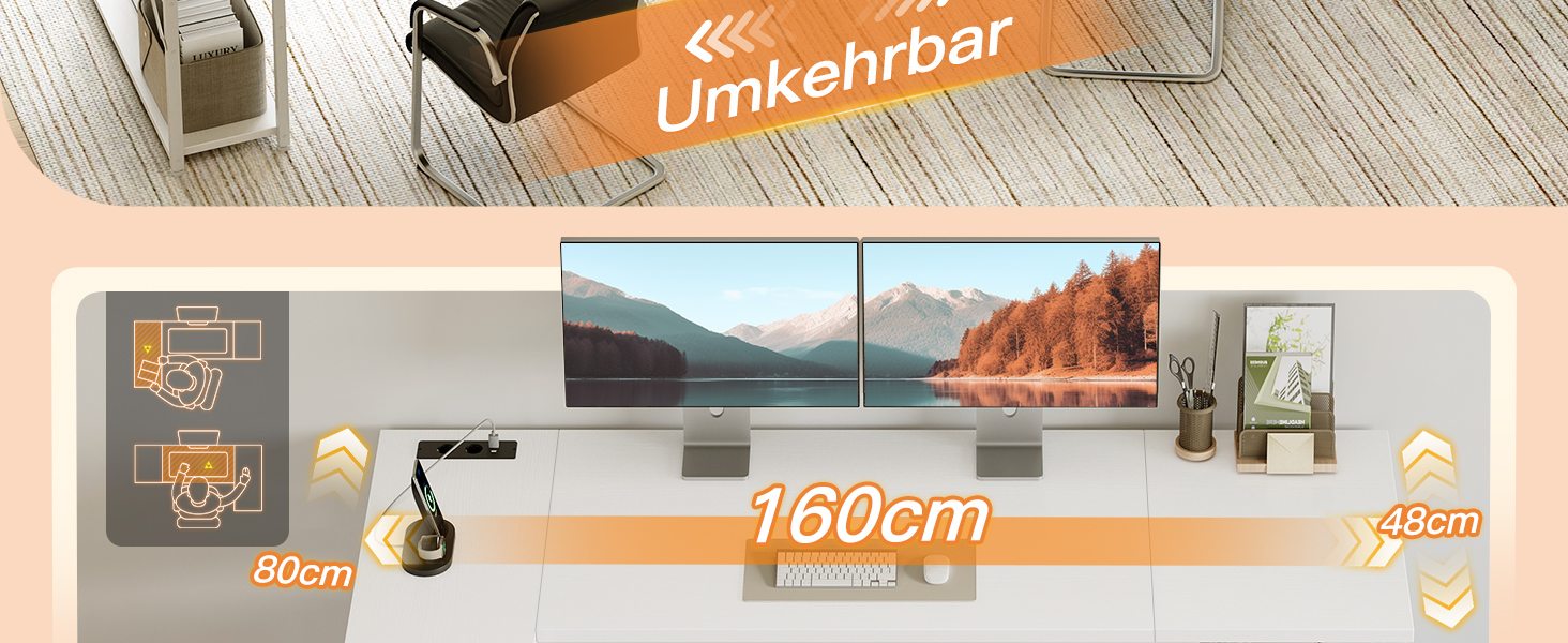Кутовий письмовий стіл Coleshome з 2 шухлядами та полицею, 140x80 см, з розеткою, білий. Ігровий стіл для дому та офісу, 160x80 см