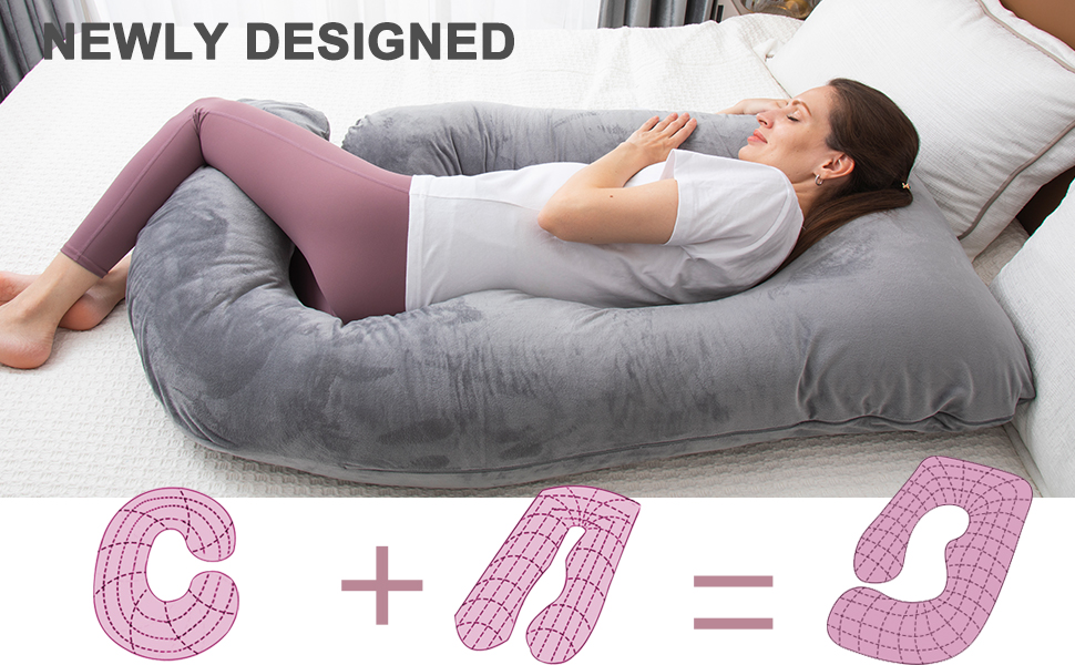Подушка для вагітних TaiBest з подрібненого пінополіуретану (Memory Foam), U-подібна, для підтримки живота, червона