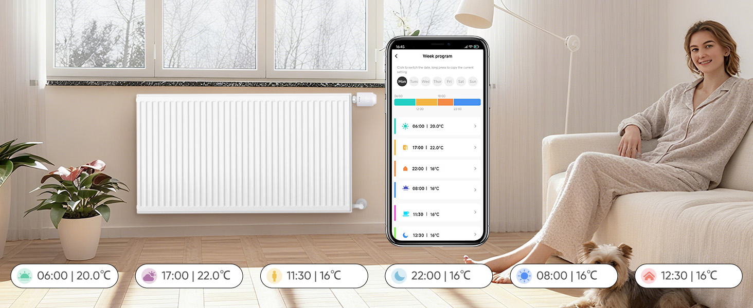 Розумний термостат для радіатора Salcar WiFi TRV603, сумісний з Alexa та Google Assistant, програмований, Tuya Smart, без шлюзу