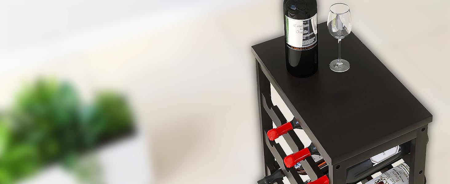 Стильна підставка для вина з бамбука на 24 пляшки, 6-ярусна, чорного кольору