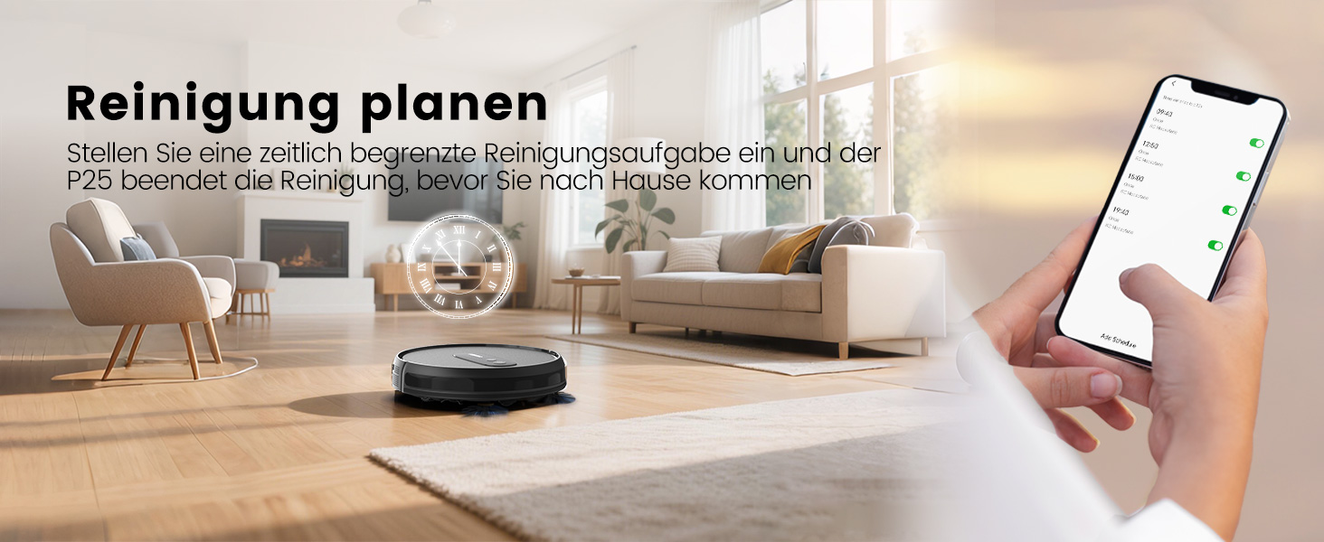 Робот-пилосос AIRROBO P25: потужність 2800Pa, для тварин, керування через додаток, 120 хвилин роботи, з пультом, чорний