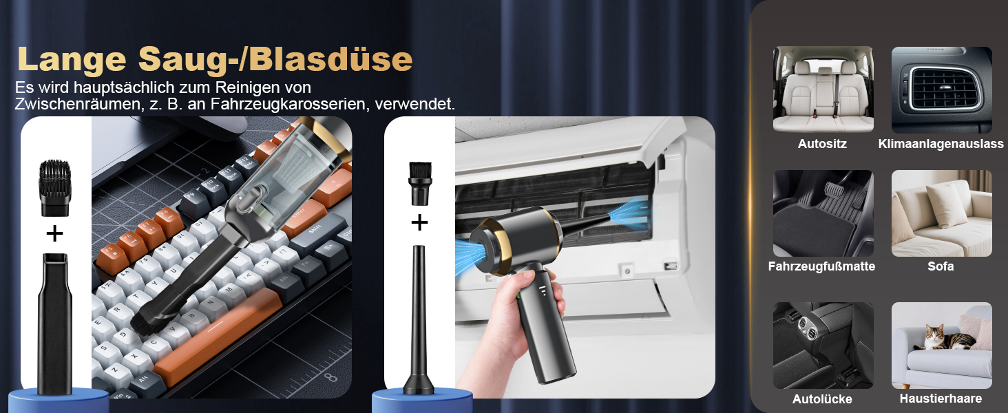 Акумуляторний ручний пилосос 4-в-1 для авто та дому, безщітковий двигун 28000Па, 3 режими потужності, міні-пилосос для офісу та кухні