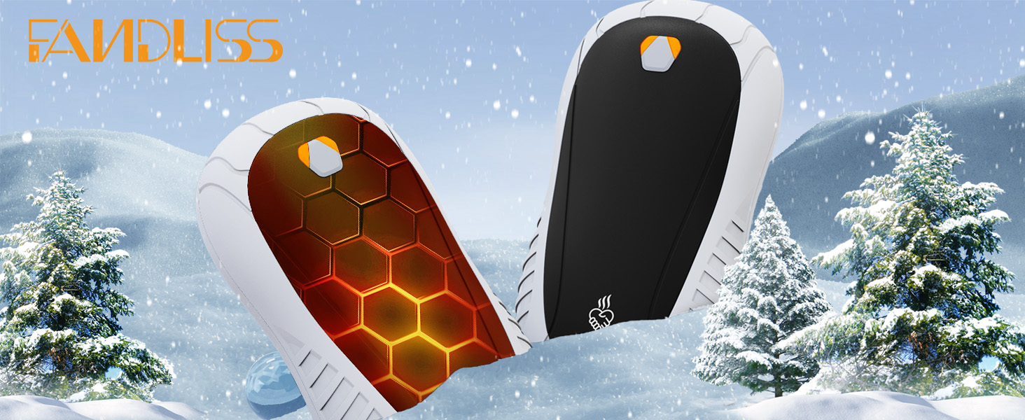 Електричний грілка для рук FANDLISS 5200 mAh (2 шт.) - 3 режими нагріву, для активного відпочинку та зими, подарунок