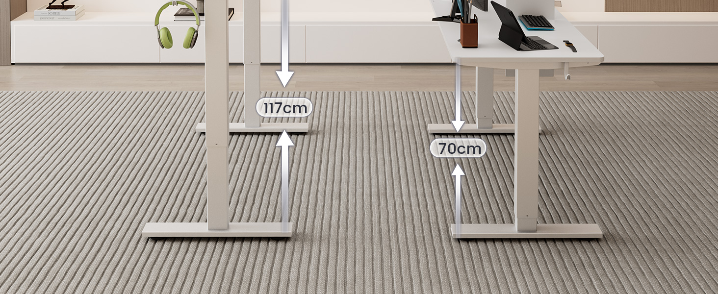 Електричний стіл з регулюванням висоти 60x110 см, з пам'яттю та захистом від зіткнень, для офісу, дому та геймінгу (білий)